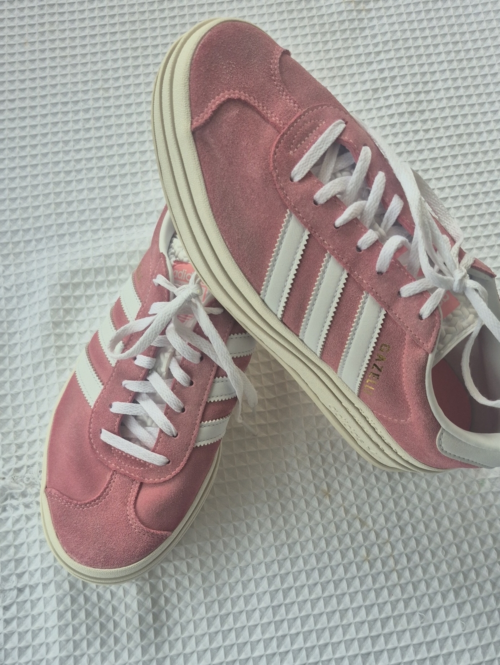 adidas Women’s Pink Suede Sneakers with White Stripes